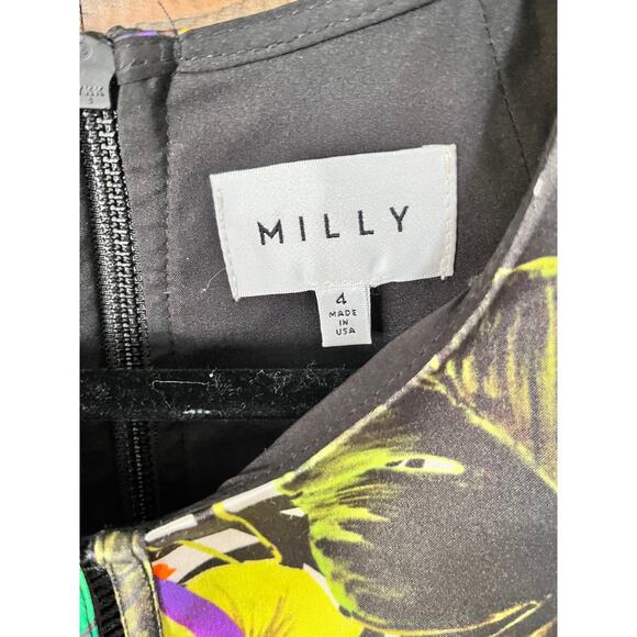 MILLY Tropical Print Sheath Dress Multi colored Floral Bodycon Dress Sz 4 - Picture 5 of 12